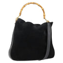 GUCCI Bamboo Tote Bag Suede Leather 2way Black Gold 001 2404 15770 Auth bs29062-1