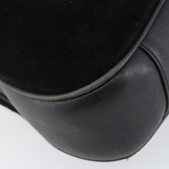 GUCCI Bamboo Tote Bag Suede Leather 2way Black Gold 001 2404 15770 Auth bs29062