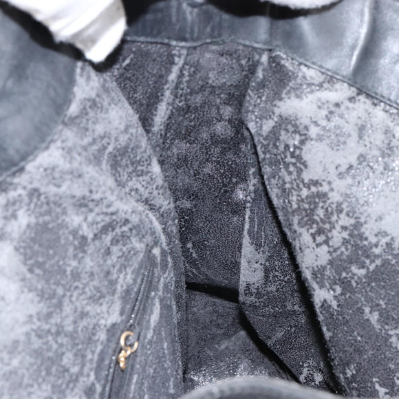 GUCCI Bamboo Tote Bag Suede Leather 2way Black Gold 001 2404 15770 Auth bs29062