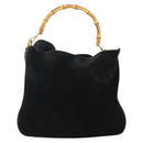 GUCCI Bamboo Tote Bag Suede Leather 2way Black Gold 001 2404 15770 Auth bs29062-2