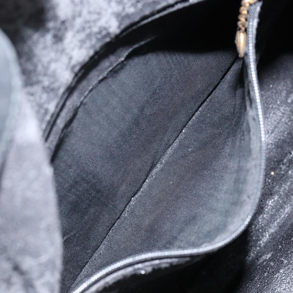 GUCCI Bamboo Tote Bag Suede Leather 2way Black Gold 001 2404 15770 Auth bs29062