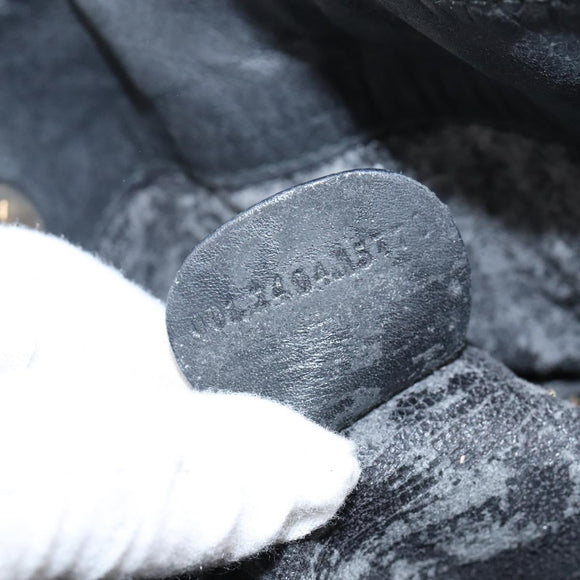 GUCCI Bamboo Tote Bag Suede Leather 2way Black Gold 001 2404 15770 Auth bs29062