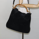 GUCCI Bamboo Tote Bag Suede Leather 2way Black Gold 001 2404 15770 Auth bs29062-22