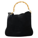 GUCCI Bamboo Tote Bag Suede Leather 2way Black Gold 001 2404 15770 Auth bs29062-3
