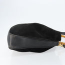 GUCCI Bamboo Tote Bag Suede Leather 2way Black Gold 001 2404 15770 Auth bs29062-4