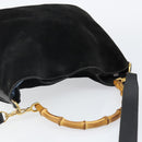 GUCCI Bamboo Tote Bag Suede Leather 2way Black Gold 001 2404 15770 Auth bs29062-6