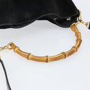 GUCCI Bamboo Tote Bag Suede Leather 2way Black Gold 001 2404 15770 Auth bs29062-7