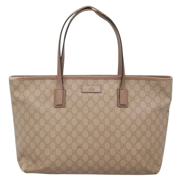 GUCCI GG Supreme Tote Bag PVC Beige Gold 211137 Auth bs29064