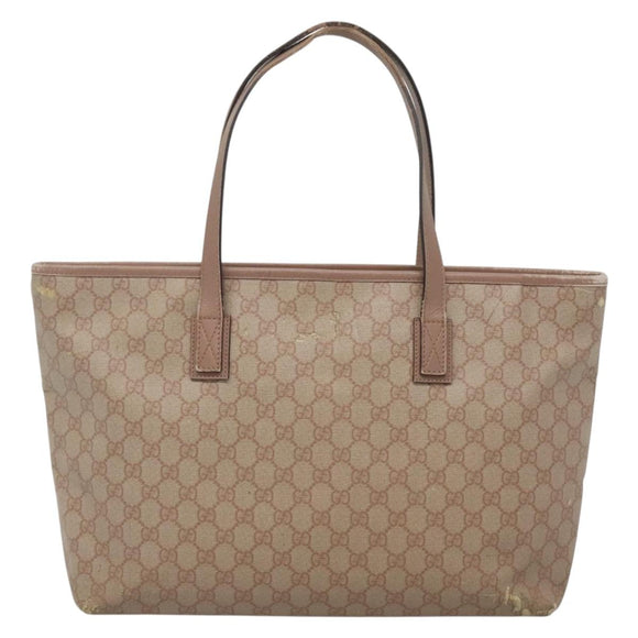 GUCCI GG Supreme Tote Bag PVC Beige Gold 211137 Auth bs29064