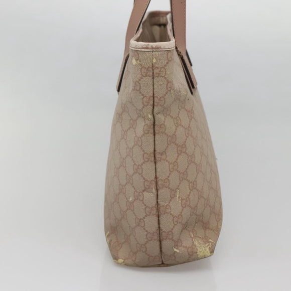 GUCCI GG Supreme Tote Bag PVC Beige Gold 211137 Auth bs29064