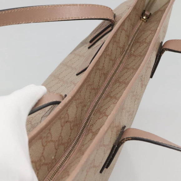 GUCCI GG Supreme Tote Bag PVC Beige Gold 211137 Auth bs29064