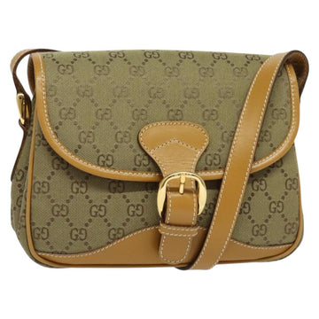 GUCCI GG Canvas Shoulder Bag Beige Gold Auth bs29069
