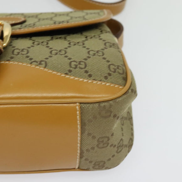 GUCCI GG Canvas Shoulder Bag Beige Gold Auth bs29069