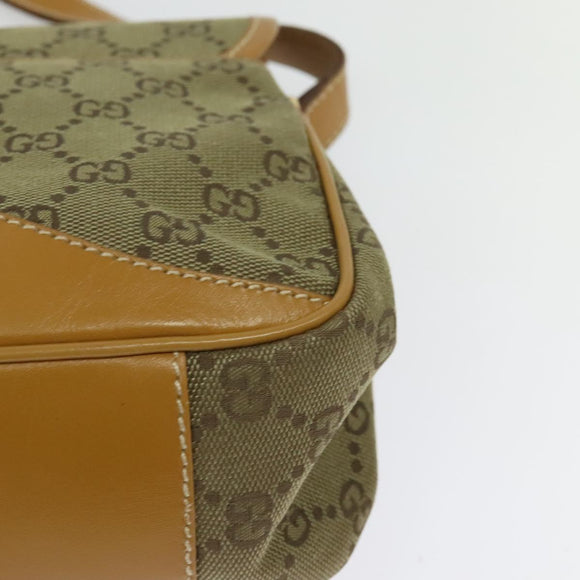 GUCCI GG Canvas Shoulder Bag Beige Gold Auth bs29069