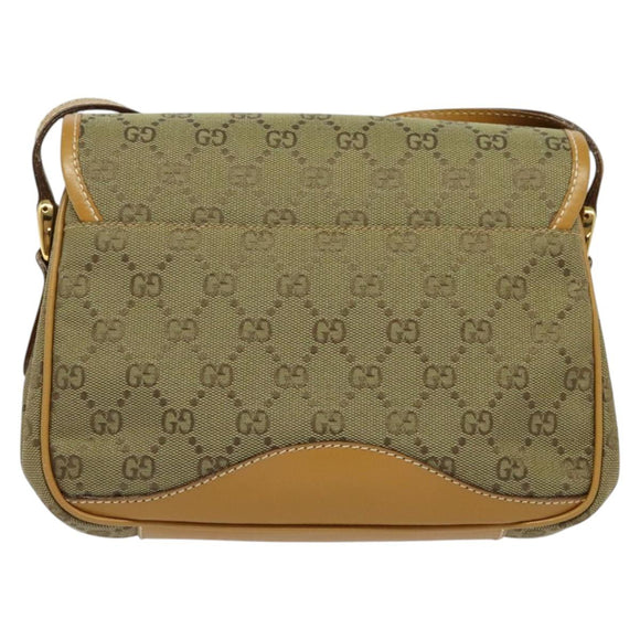 GUCCI GG Canvas Shoulder Bag Beige Gold Auth bs29069