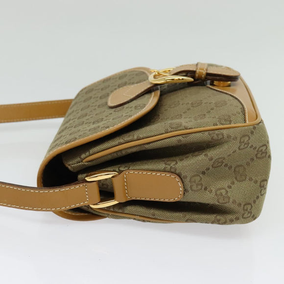 GUCCI GG Canvas Shoulder Bag Beige Gold Auth bs29069
