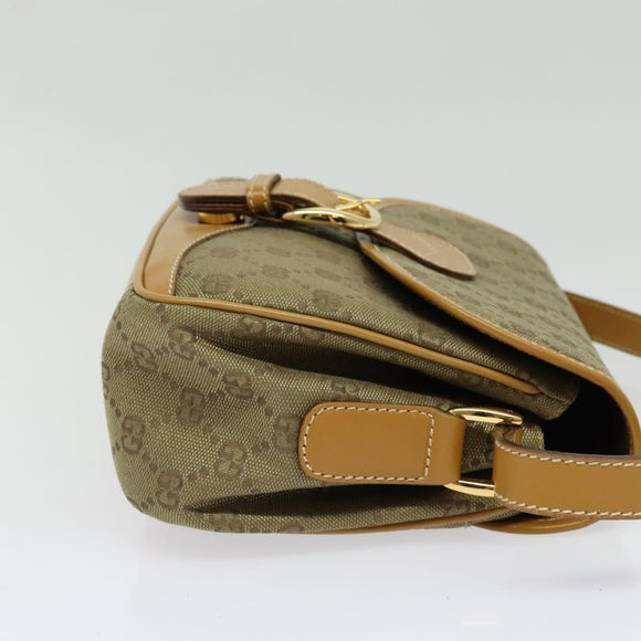 GUCCI GG Canvas Shoulder Bag Beige Gold Auth bs29069