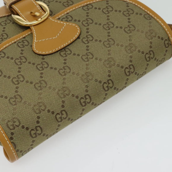 GUCCI GG Canvas Shoulder Bag Beige Gold Auth bs29069