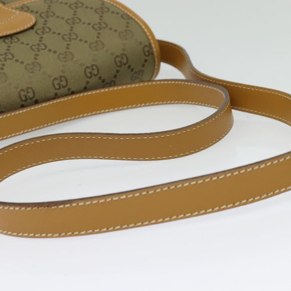 GUCCI GG Canvas Shoulder Bag Beige Gold Auth bs29069