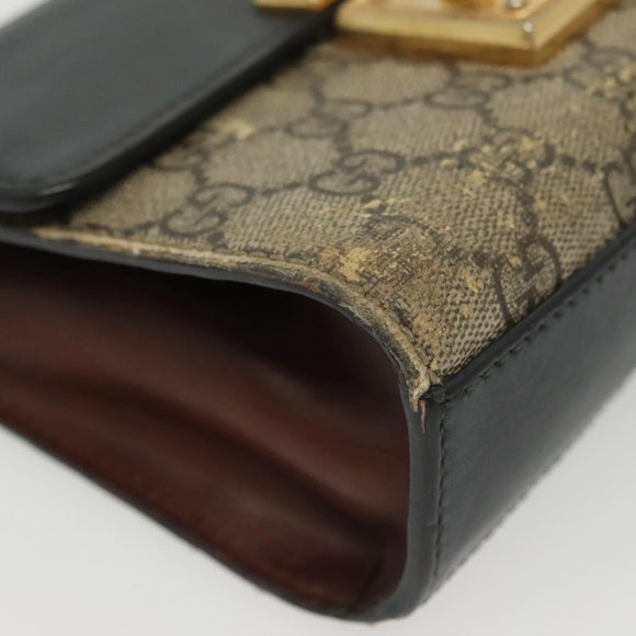 GUCCI GG Supreme Chain Shoulder Bag PVC Beige Gold 409487 Auth bs29070