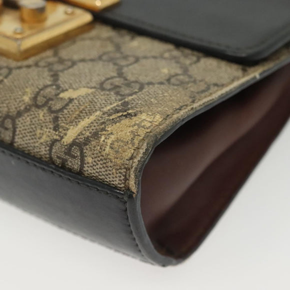 GUCCI GG Supreme Chain Shoulder Bag PVC Beige Gold 409487 Auth bs29070