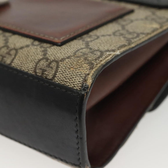 GUCCI GG Supreme Chain Shoulder Bag PVC Beige Gold 409487 Auth bs29070