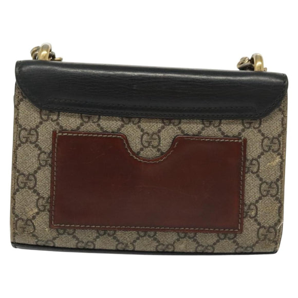 GUCCI GG Supreme Chain Shoulder Bag PVC Beige Gold 409487 Auth bs29070