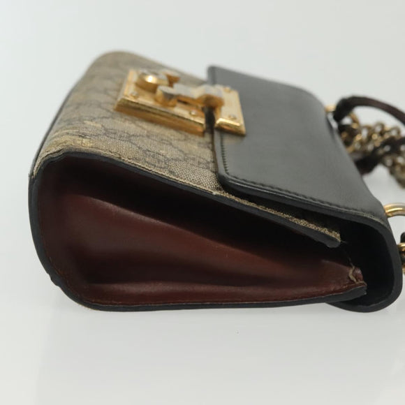 GUCCI GG Supreme Chain Shoulder Bag PVC Beige Gold 409487 Auth bs29070