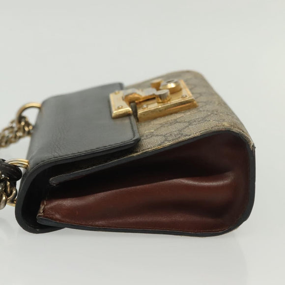 GUCCI GG Supreme Chain Shoulder Bag PVC Beige Gold 409487 Auth bs29070