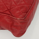 CHANEL Matelasse Chain Shoulder Bag Lamb Skin Red Gold CC Auth bs29076-8