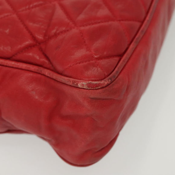 CHANEL Matelasse Chain Shoulder Bag Lamb Skin Red Gold CC Auth bs29076