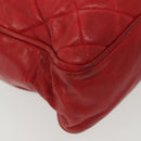 CHANEL Matelasse Chain Shoulder Bag Lamb Skin Red Gold CC Auth bs29076-16
