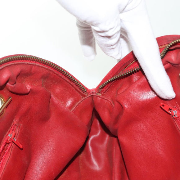 CHANEL Matelasse Chain Shoulder Bag Lamb Skin Red Gold CC Auth bs29076