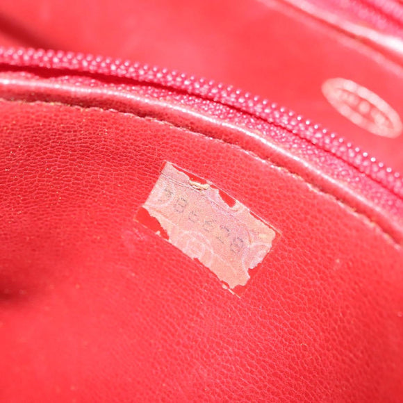 CHANEL Matelasse Chain Shoulder Bag Lamb Skin Red Gold CC Auth bs29076