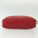 CHANEL Matelasse Chain Shoulder Bag Lamb Skin Red Gold CC Auth bs29076-5