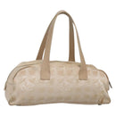 CHANEL New Travel Line Hand Bag Nylon Beige Silver CC Auth bs29078-1
