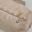 CHANEL New Travel Line Hand Bag Nylon Beige Silver CC Auth bs29078-9
