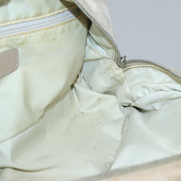 CHANEL New Travel Line Hand Bag Nylon Beige Silver CC Auth bs29078