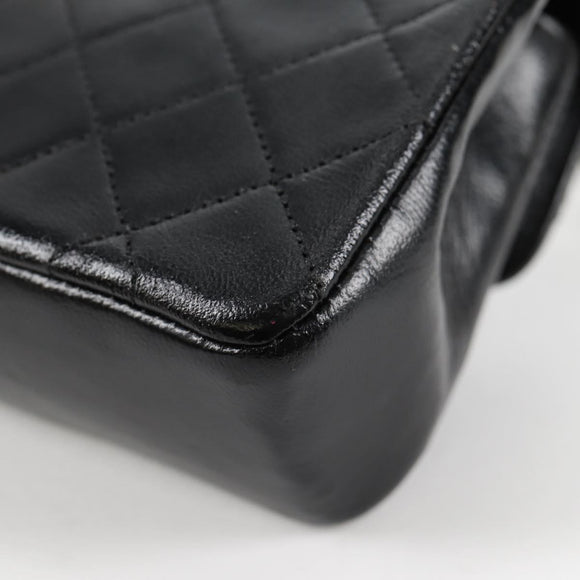 CHANEL Matelasse Chain Shoulder Bag Lamb Skin Black Gold CC Auth bs29080
