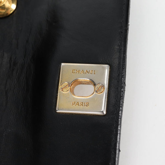 CHANEL Matelassé Chain Shoulder Bag Lammleder Schwarz Gold CC Auth bs29080