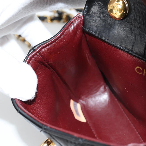 CHANEL Matelassé Chain Shoulder Bag Lammleder Schwarz Gold CC Auth bs29080