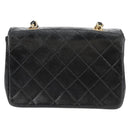 CHANEL Matelasse Chain Shoulder Bag Lamb Skin Black Gold CC Auth bs29080-2
