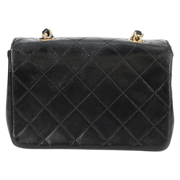 CHANEL Matelassé Chain Shoulder Bag Lammleder Schwarz Gold CC Auth bs29080
