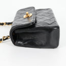 CHANEL Matelasse Chain Shoulder Bag Lamb Skin Black Gold CC Auth bs29080-3