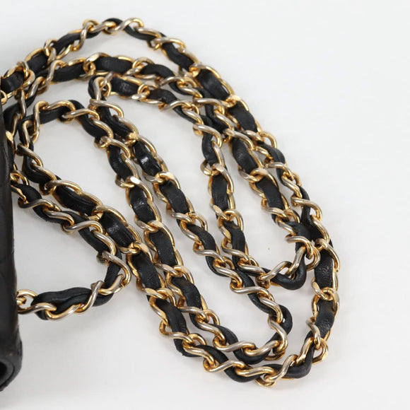 CHANEL Matelassé Chain Shoulder Bag Lammleder Schwarz Gold CC Auth bs29080