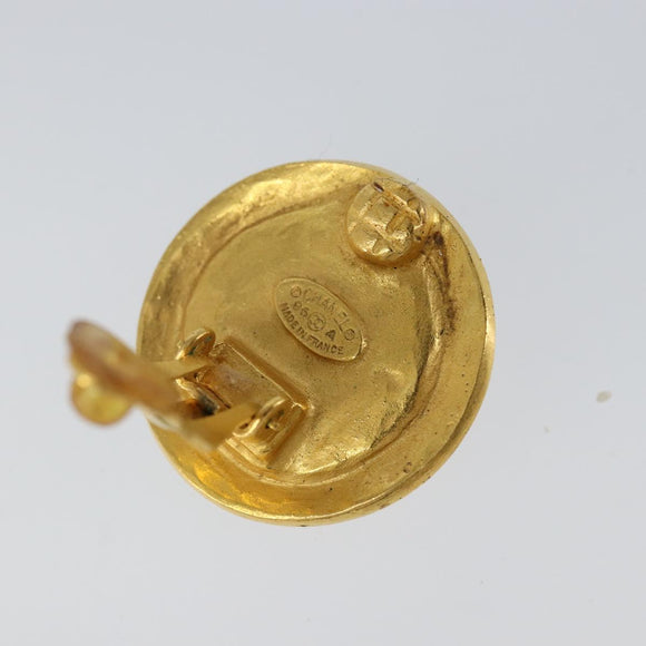 CHANEL Earring metal Gold CC Auth bs29081