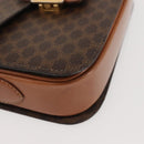 CELINE Macadam Canvas Shoulder Bag PVC Leather Brown Gold Auth bs29090-11