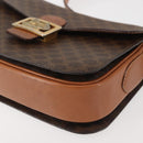 CELINE Macadam Canvas Shoulder Bag PVC Leather Brown Gold Auth bs29090-12