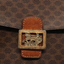 CELINE Macadam Canvas Shoulder Bag PVC Leather Brown Gold Auth bs29090-15