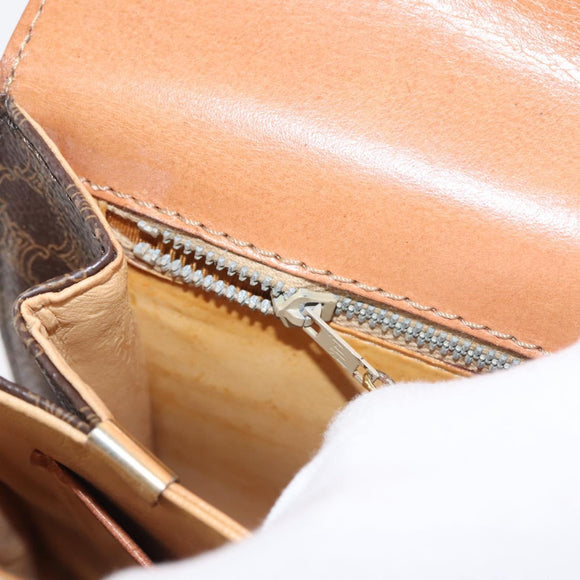 CELINE Macadam Canvas Shoulder Bag PVC Leather Brown Gold Auth bs29090